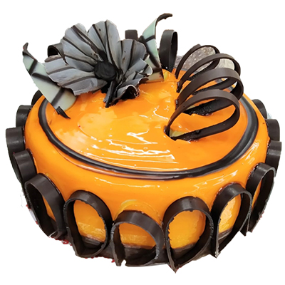 "Designer Round shape Gel Floral Choco Garnish Cake -1 Kg(Express ) - Click here to View more details about this Product